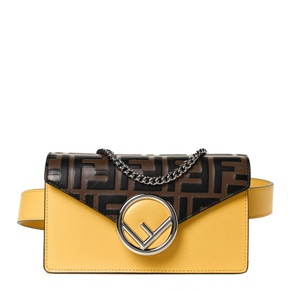 Fendi Vitello Cruise F is Fendi Bi-Color FF 1974 Embossed Envelope Belt Bag Maya Black Sunflower 1 of 10