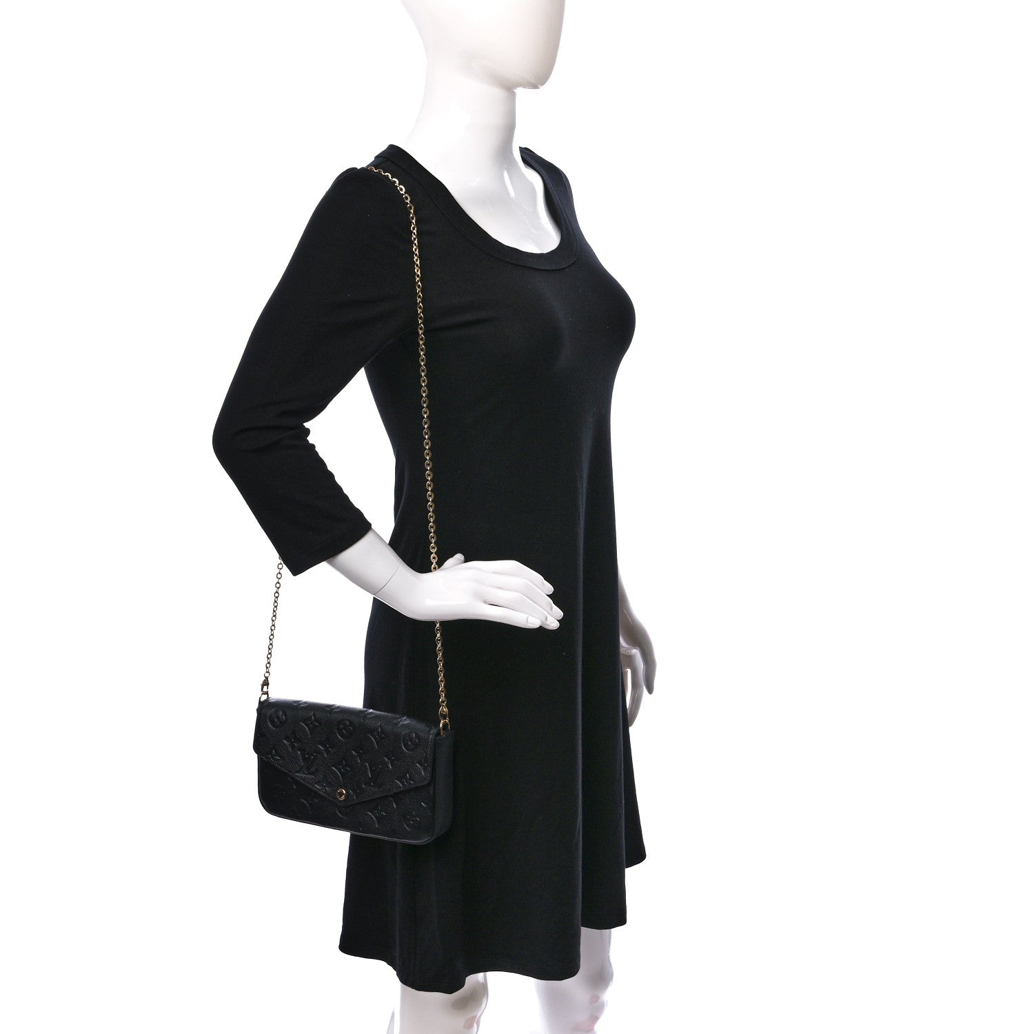 Louis Vuitton Empreinte Pochette Felicie Chain Wallet Black 2 of 8