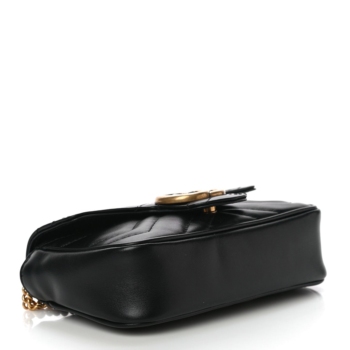 Calfskin Matelasse Super Mini GG Marmont Shoulder Bag Black
