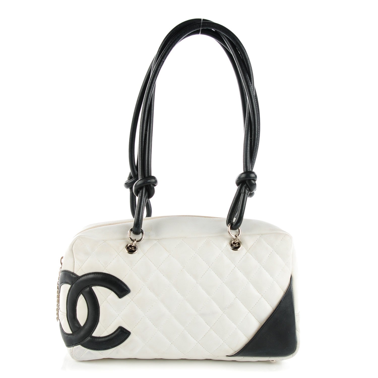 Chanel Calfskin Quilted Large Cambon Bowler White Black 1 of 11