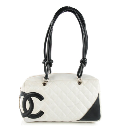 Chanel Calfskin Quilted Large Cambon Bowler White Black 1 of 11