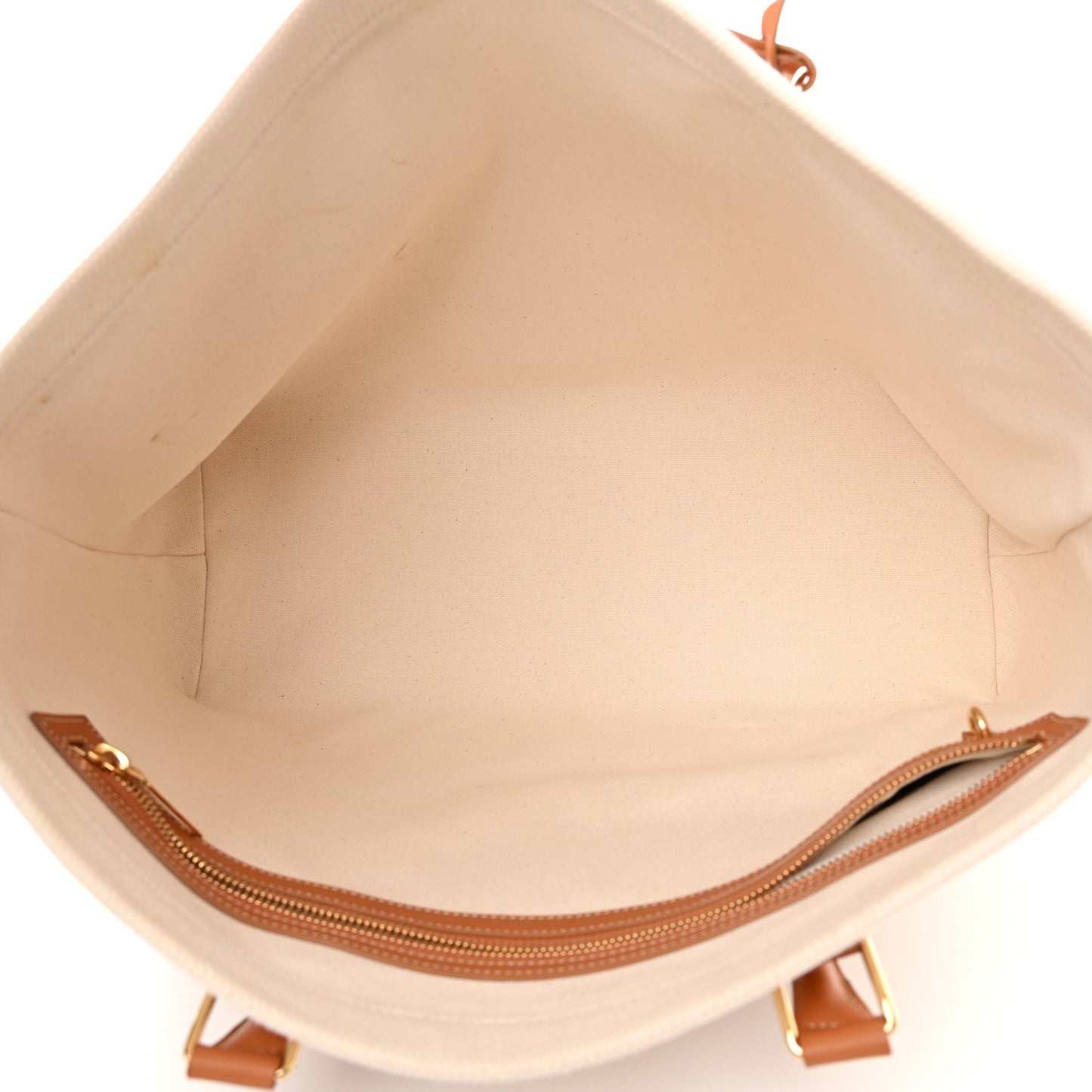Canvas Calfskin Horizontal Cabas Natural Tan