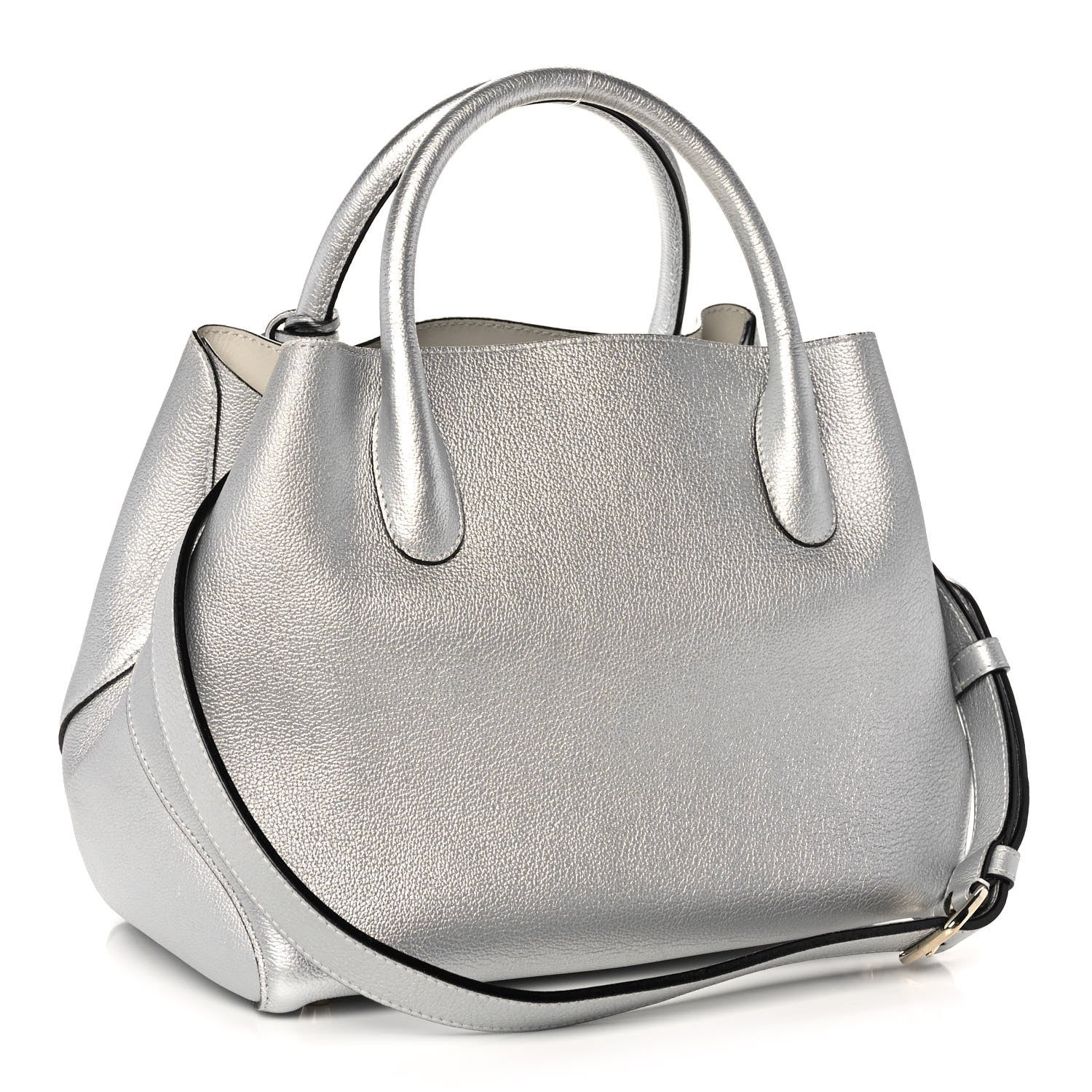 Christian Dior Metallic Supple Grained Calfskin Medium Open Bar Tote Silver 3 of 14