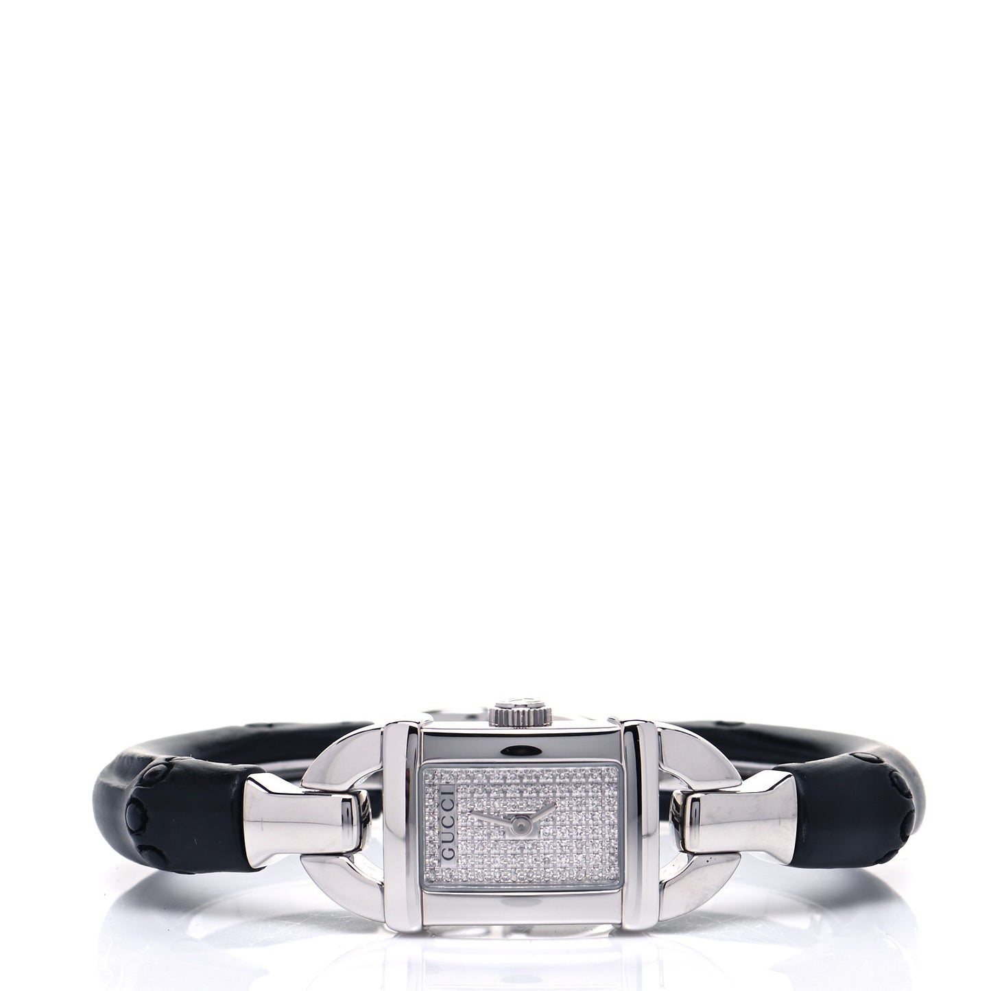 Stainless Steel Calfskin Diamond Pave 16mm 6800L Bamboo Quartz Watch