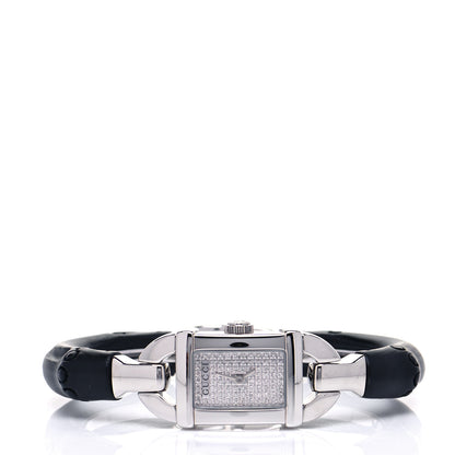 Gucci Stainless Steel Calfskin Diamond Pave 16mm 6800L Bamboo Quartz Watch 2 of 6