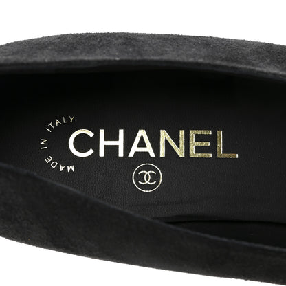 Chanel Suede Patent Cap Toe Camellia Ballerina Flats 39.5 Black White 8 of 10
