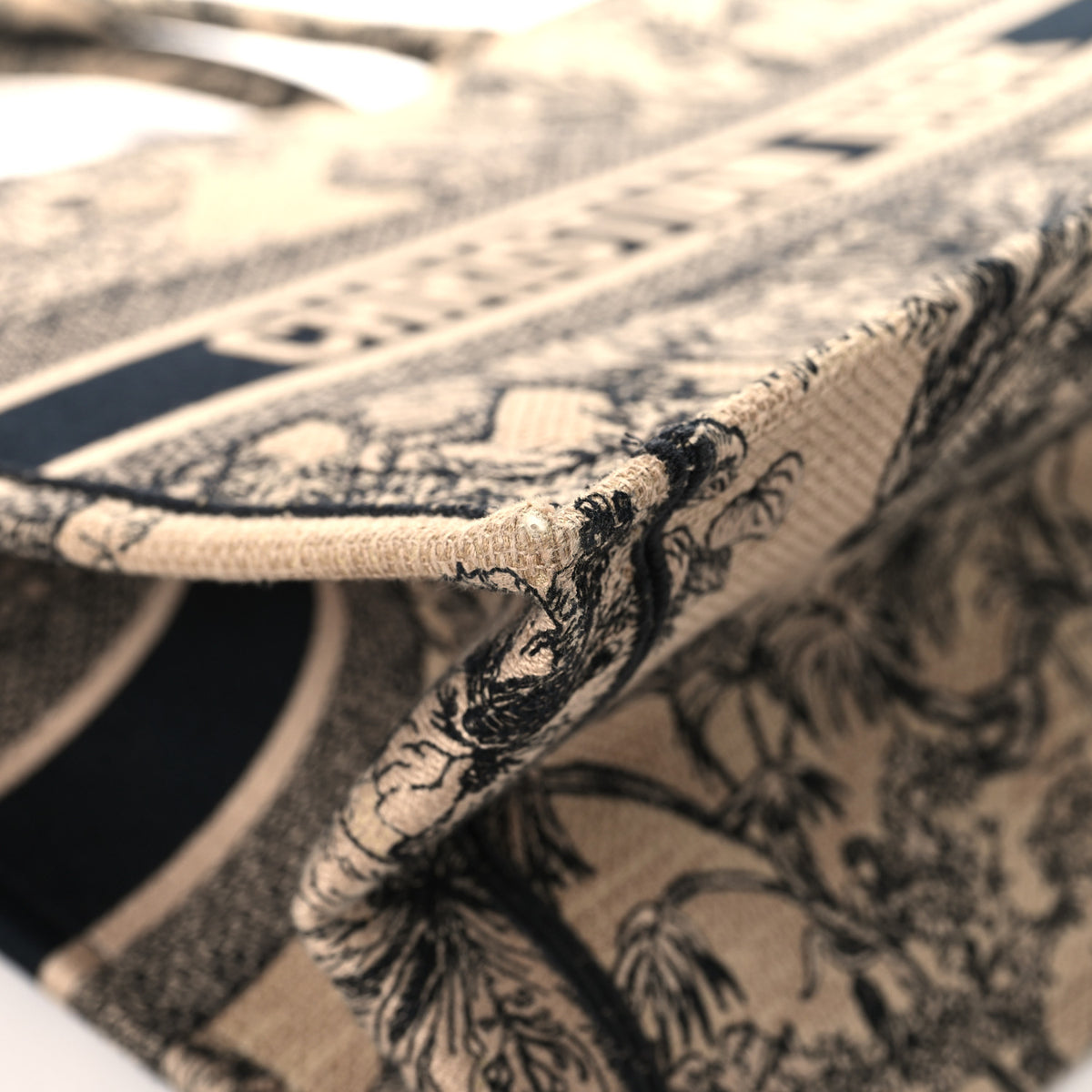 Christian Dior Canvas Embroidered Medium Dioriviera Toile De Jouy Book Tote Black 9 of 14