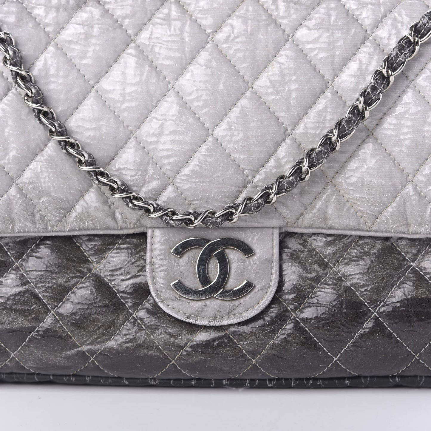 Vinyl Quilted Jumbo Melrose Degrade Flap Black