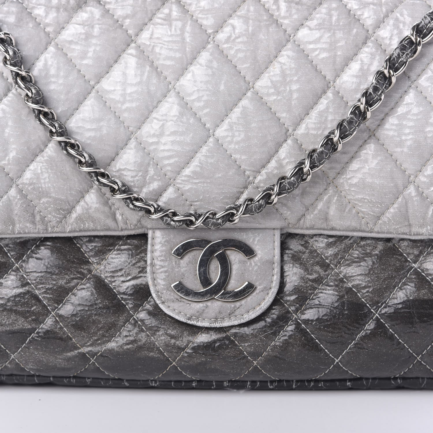 Chanel Vinyl Quilted Jumbo Melrose Degrade Flap Black 10 of 15