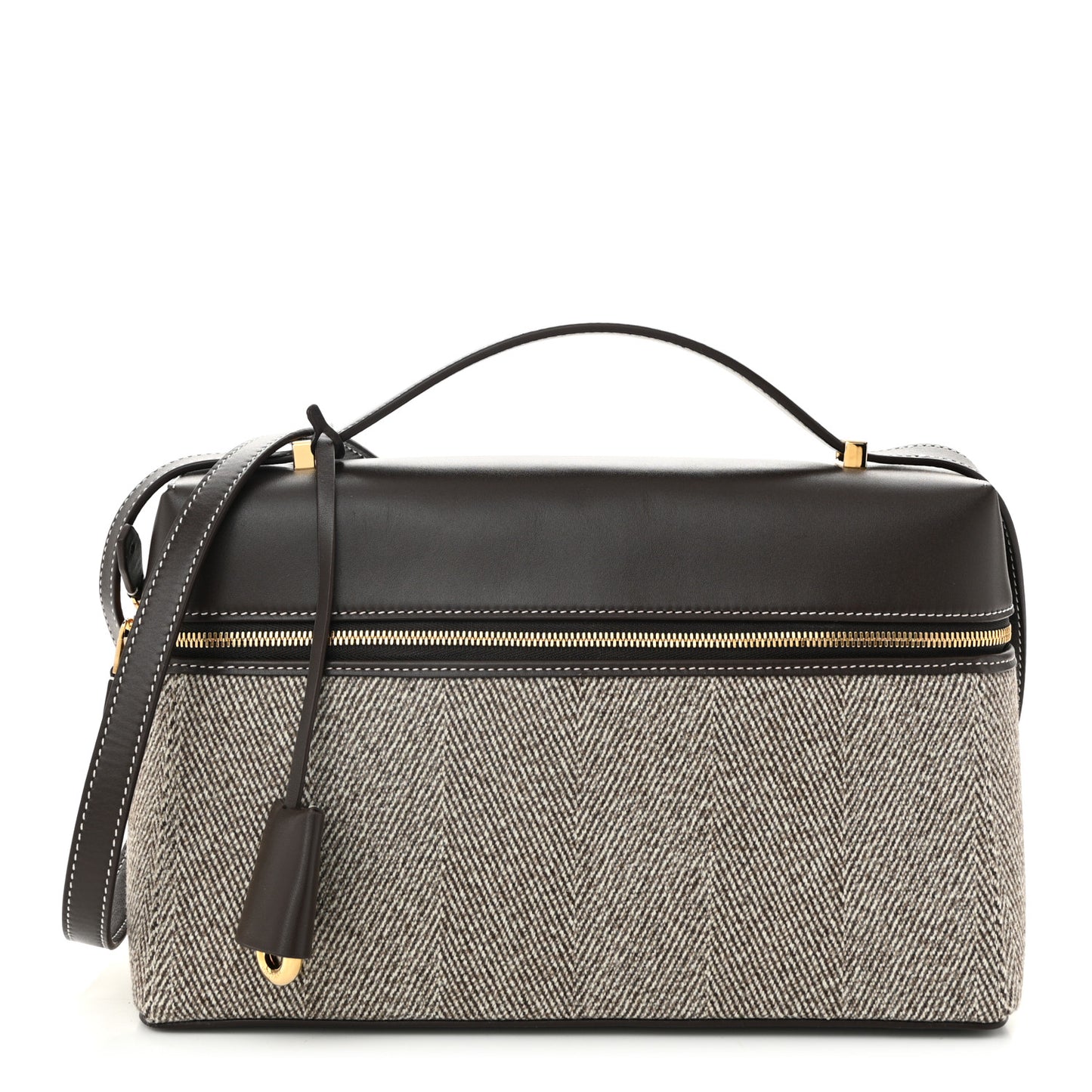 Calfskin Merino Wool Extra Bag L27 Natural Brown Dark Chocolate Licorice Sun Gold