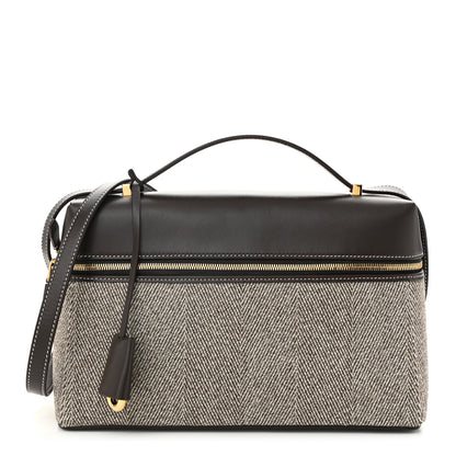 Loro Piana Calfskin Merino Wool Extra Bag L27 Natural Brown Dark Chocolate Licorice Sun Gold 1 of 9