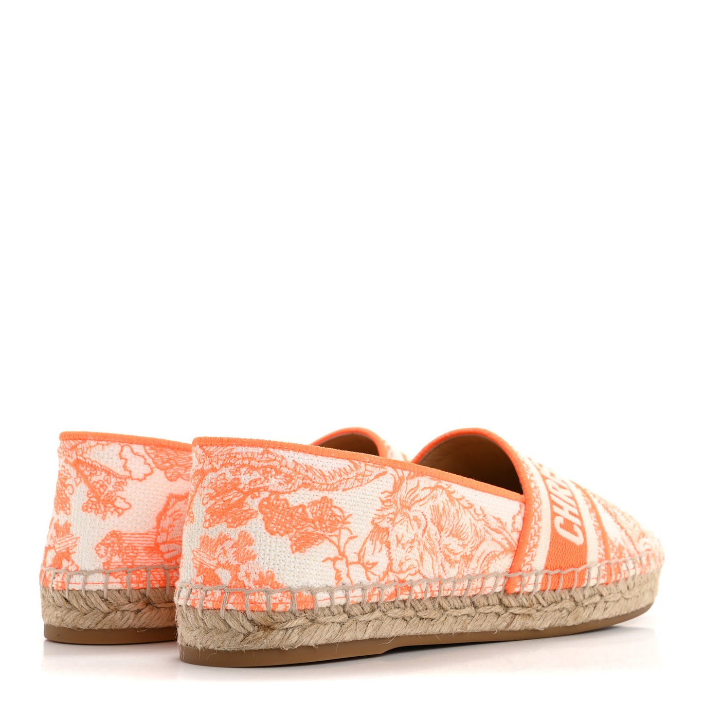 Embroidered Toile De Jouy Granville Espadrille 38 38 White Orange