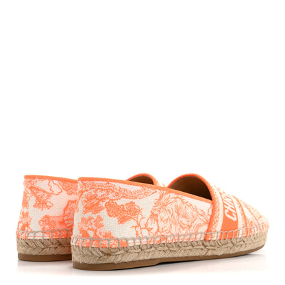 Christian Dior Embroidered Toile De Jouy Granville Espadrille 38 38 White Orange 4 of 9