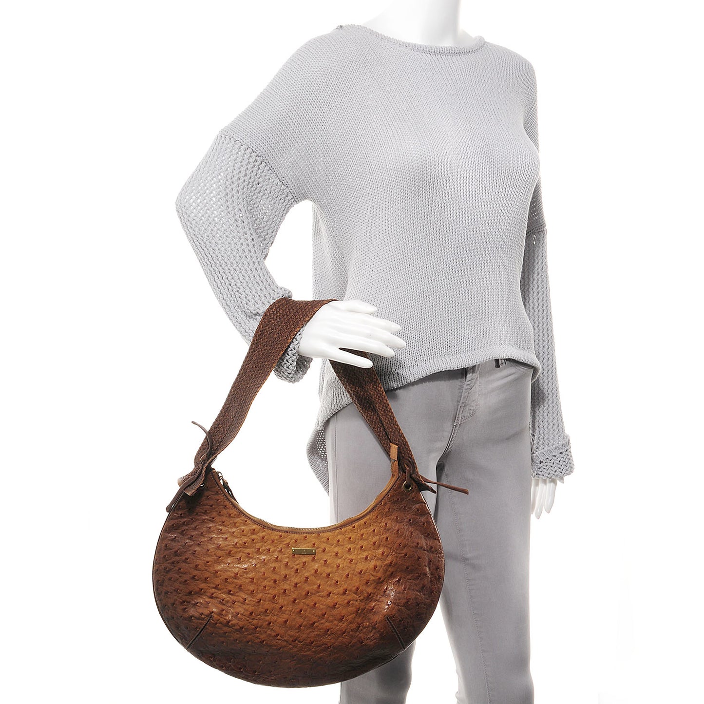 Ostrich Shoulder Bag Brown