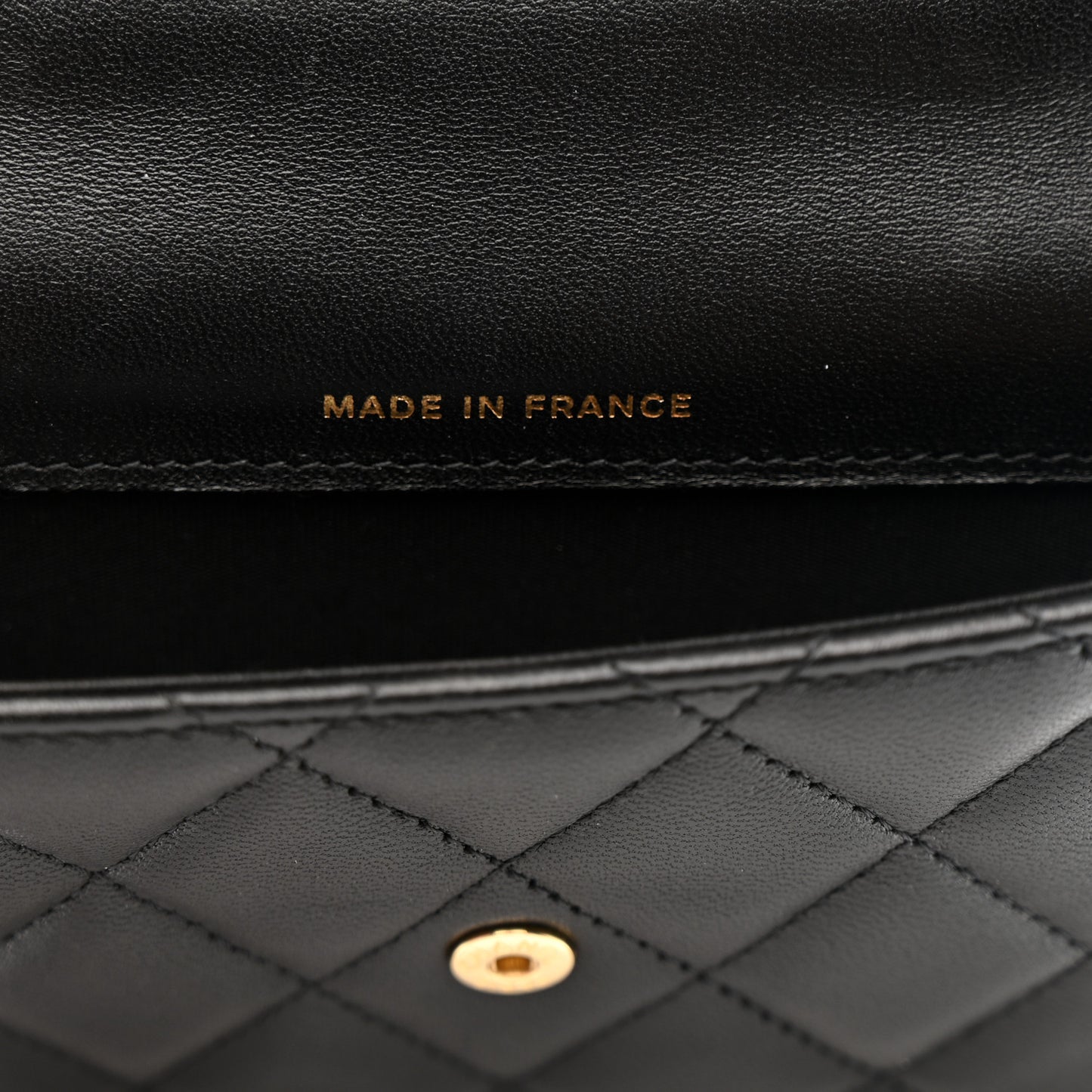 Lambskin Quilted Top Handle Flap Coin Purse With Chain Black