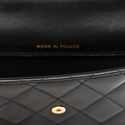 Chanel Lambskin Quilted Top Handle Flap Coin Purse With Chain Black 7 of 11