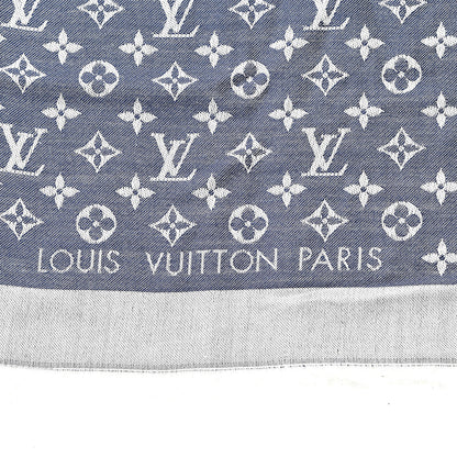 Louis Vuitton Silk Wool Monogram Denim Shawl Blue 2 of 5