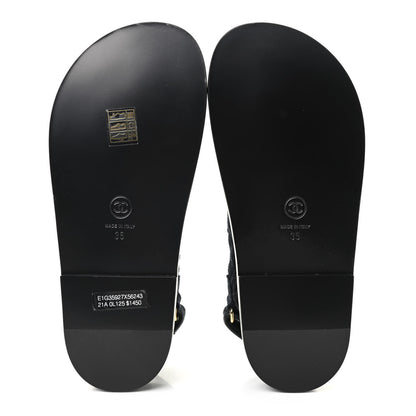 Chanel Denim Quilted Velcro Dad Sandals 35 Blue 5 of 9