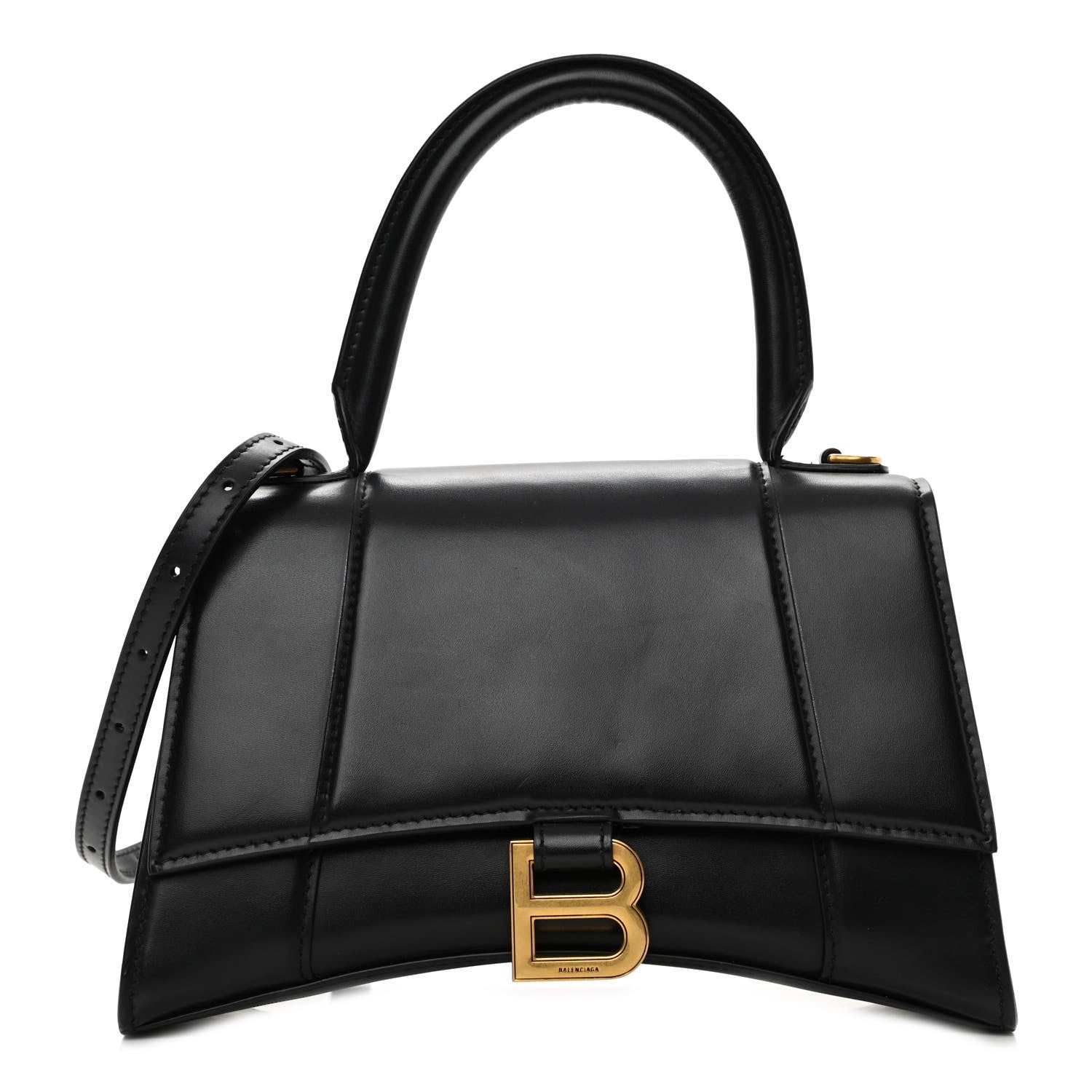 Balenciaga Shiny Box Calfskin Small Hourglass Top Handle Bag Black 1 of 10