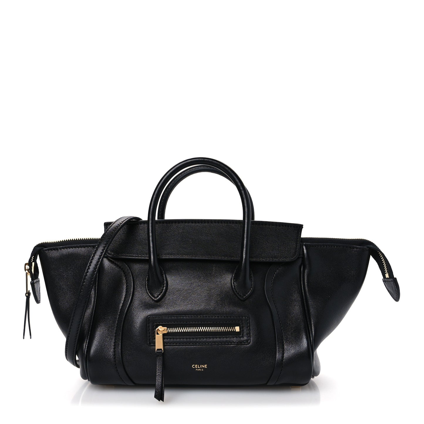 Supple Shiny Lambskin Little New Luggage Black