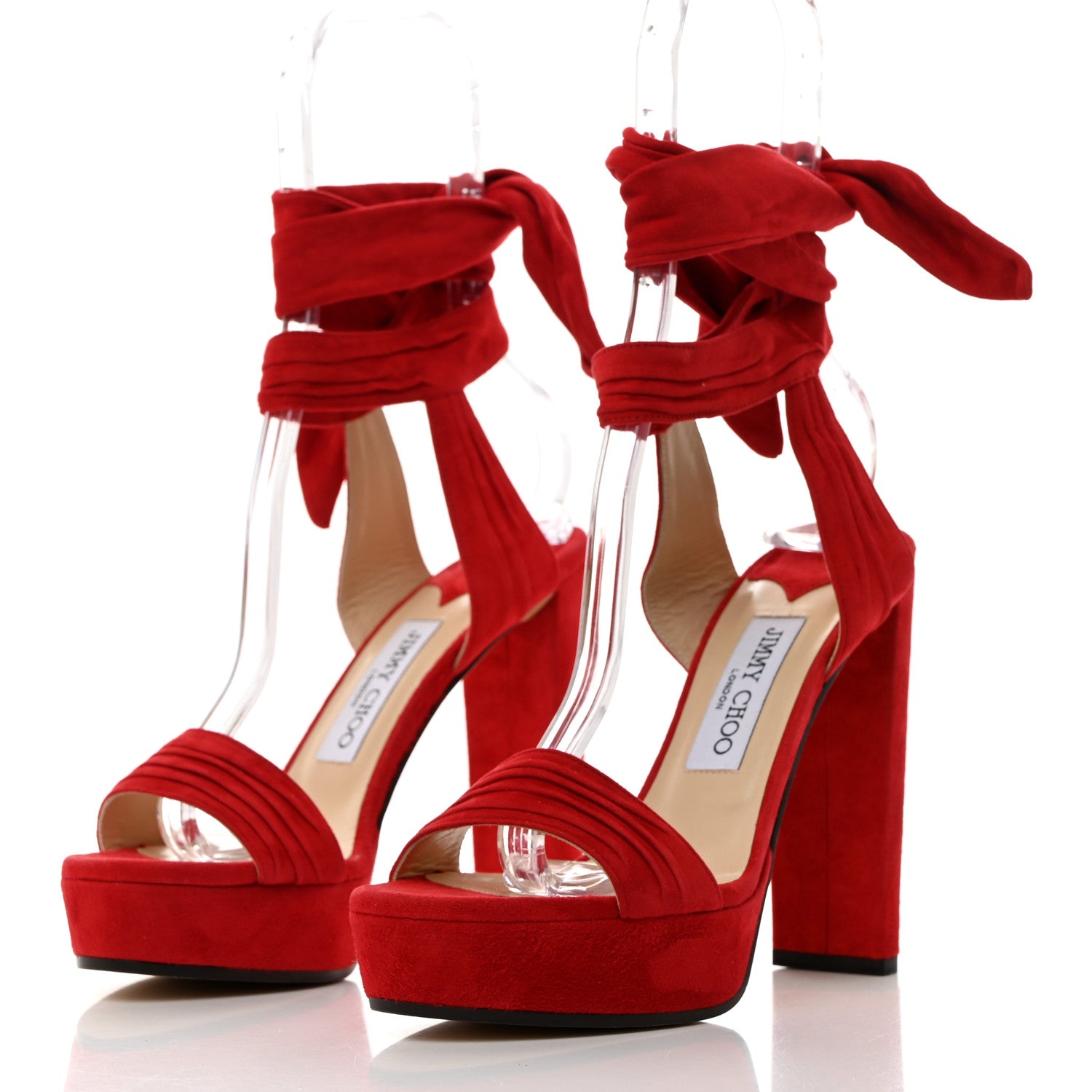 Jimmy Choo Soft Suede Kaytrin 120 Platform Sandals 38 Red 3 of 8