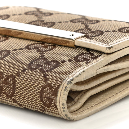 Gucci Monogram Metal Bar French Flap Wallet Off White 10 of 15