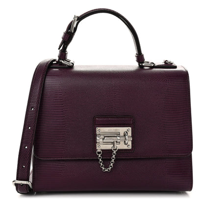 Dolce & Gabbana Lizard Calfskin Embossed Medium Monica Top Handle Bag Purple 1 of 11