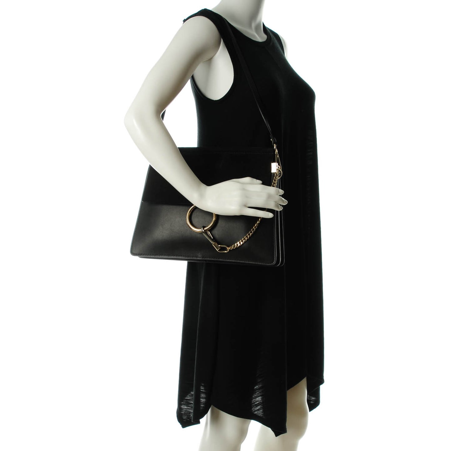 Suede Calfskin Medium Faye Shoulder Bag Black