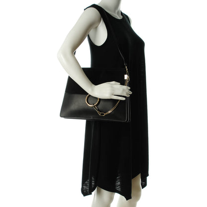 Chloe Suede Calfskin Medium Faye Shoulder Bag Black 2 of 7