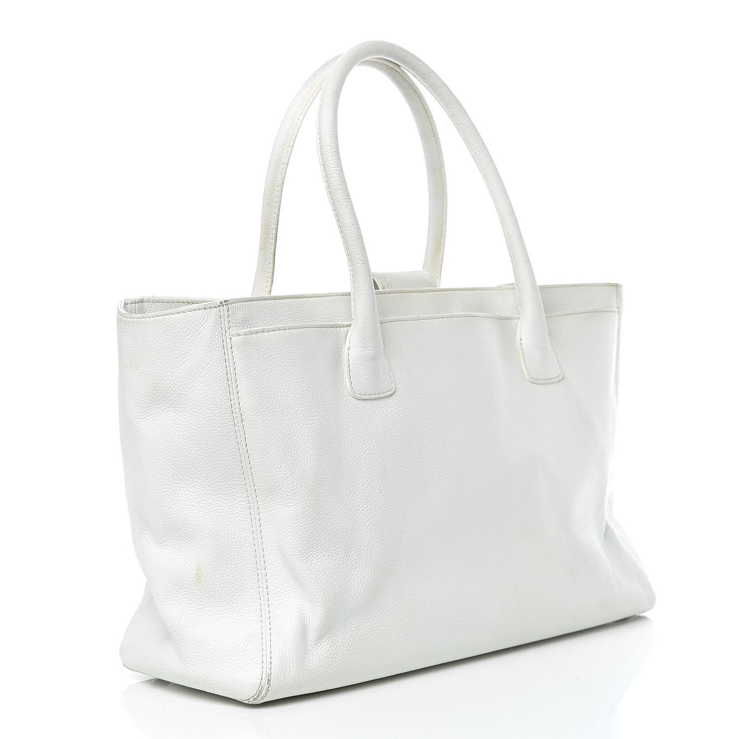 Calfskin Cerf Executive Shopper Tote White