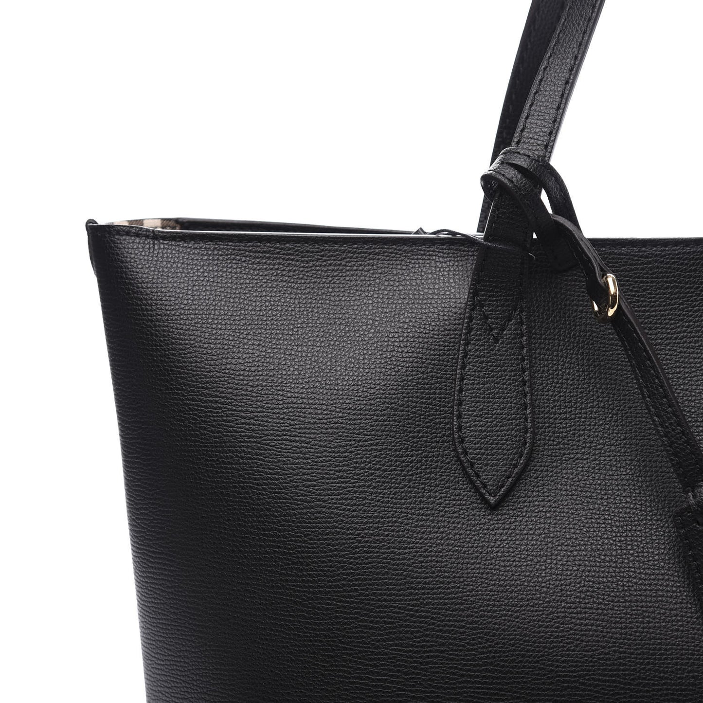 Grainy Calfskin Haymarket Colours Check Medium Zip Tote Black