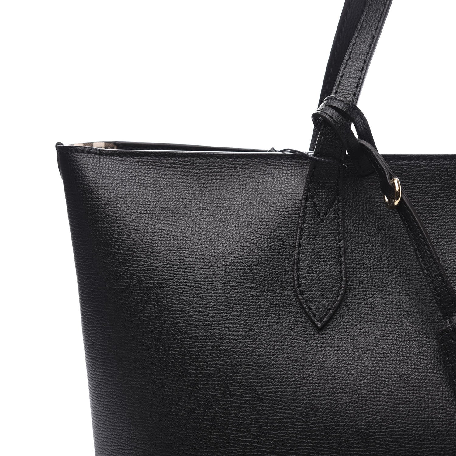 Burberry Grainy Calfskin Haymarket Colours Check Medium Zip Tote Black 12 of 12