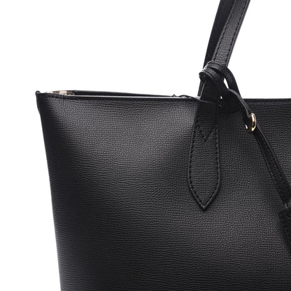 Burberry Grainy Calfskin Haymarket Colours Check Medium Zip Tote Black 12 of 12