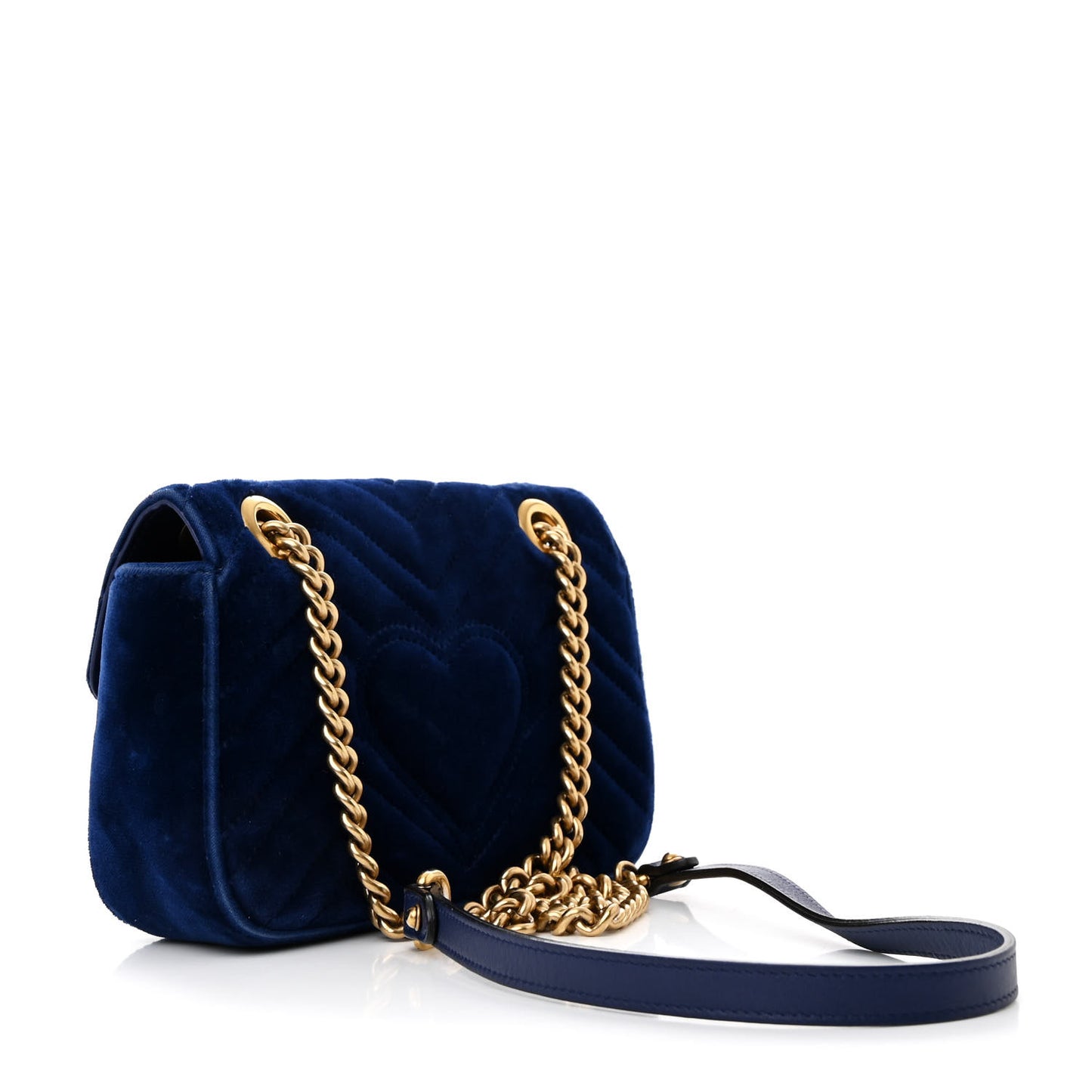 Velvet Matelasse Mini GG Marmont Shoulder Bag Cobalt Blue