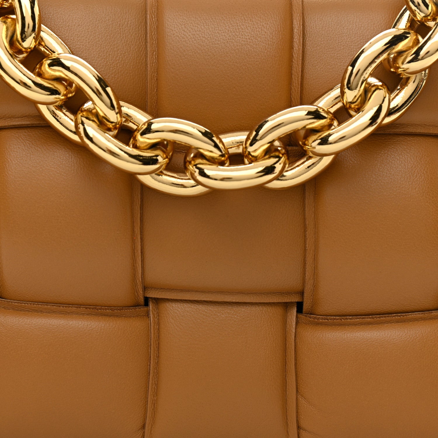 Bottega Veneta Lambskin Maxi Intreccio Padded Chain Cassette Crossbody Bag Caramel 11 of 15