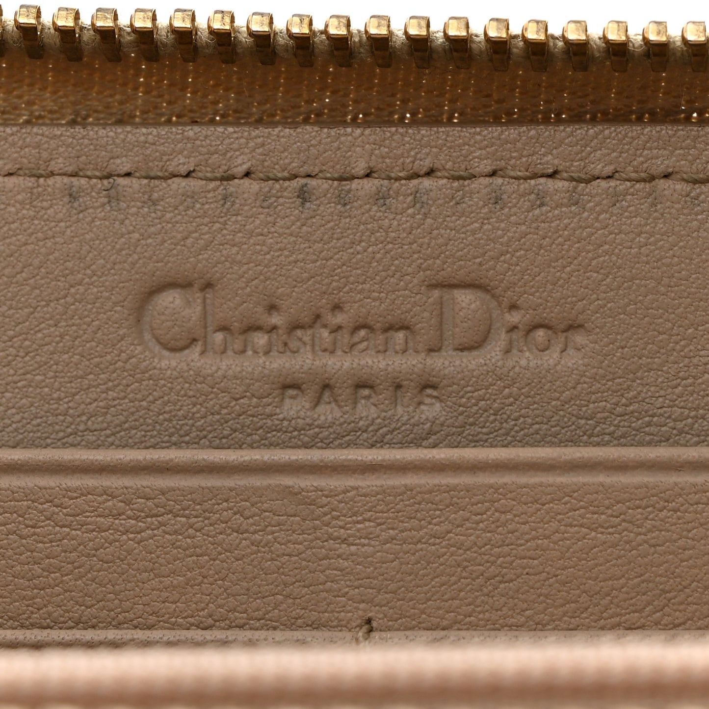 Patent Cannage Lady Dior Continental Zip Wallet Beige