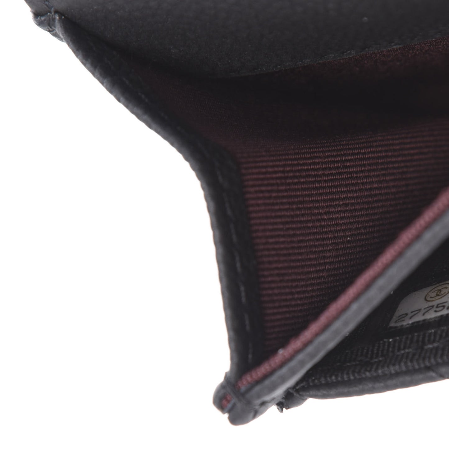 Matte Caviar Chevron Quilted Flap Card Holder Black
