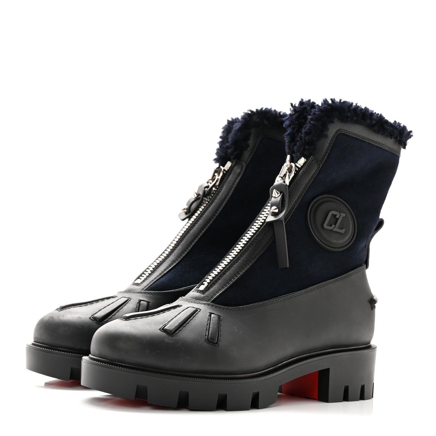 Christian Louboutin Kid Calfskin Shearling Glory Flat Boot 35.5 Version Black 3 of 19