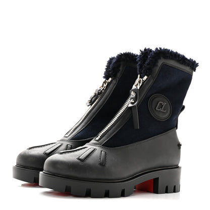 Christian Louboutin Kid Calfskin Shearling Glory Flat Boot 35.5 Version Black 3 of 19