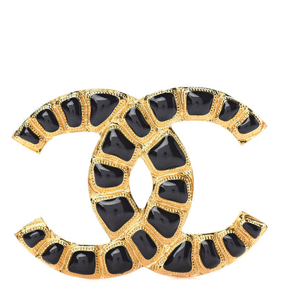 Chanel Gripoix Poured Glass Along The Nile CC Brooch Black Gold 1 of 5