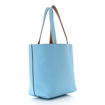 Moynat Taurillon Gex Calfskin Duo Vertical Reversible Tote Cannelle Azur 5 of 17