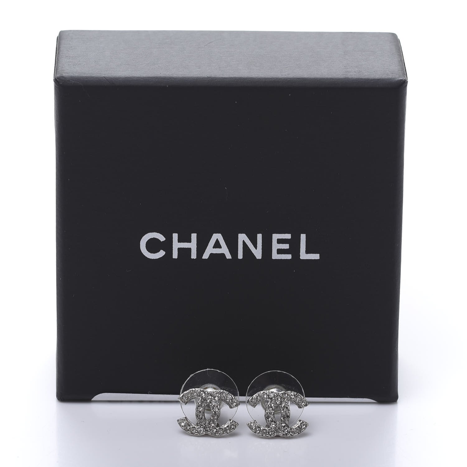 Chanel Crystal CC Earrings Silver 5 of 5