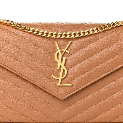 Saint Laurent Grain De Poudre Matelasse Chevron Monogram Chain Wallet Natural Dark 7 of 10