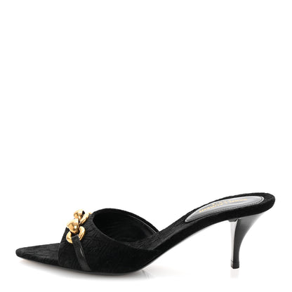 Saint Laurent Velour All-Over Monogram Le Maillon 60 Mules 35 Black 1 of 10