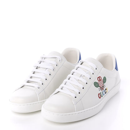 Gucci Calfskin Miro Soft Tennis Embroidered Mens Ace Sneakers 7.5 White Rio Blue 3 of 7