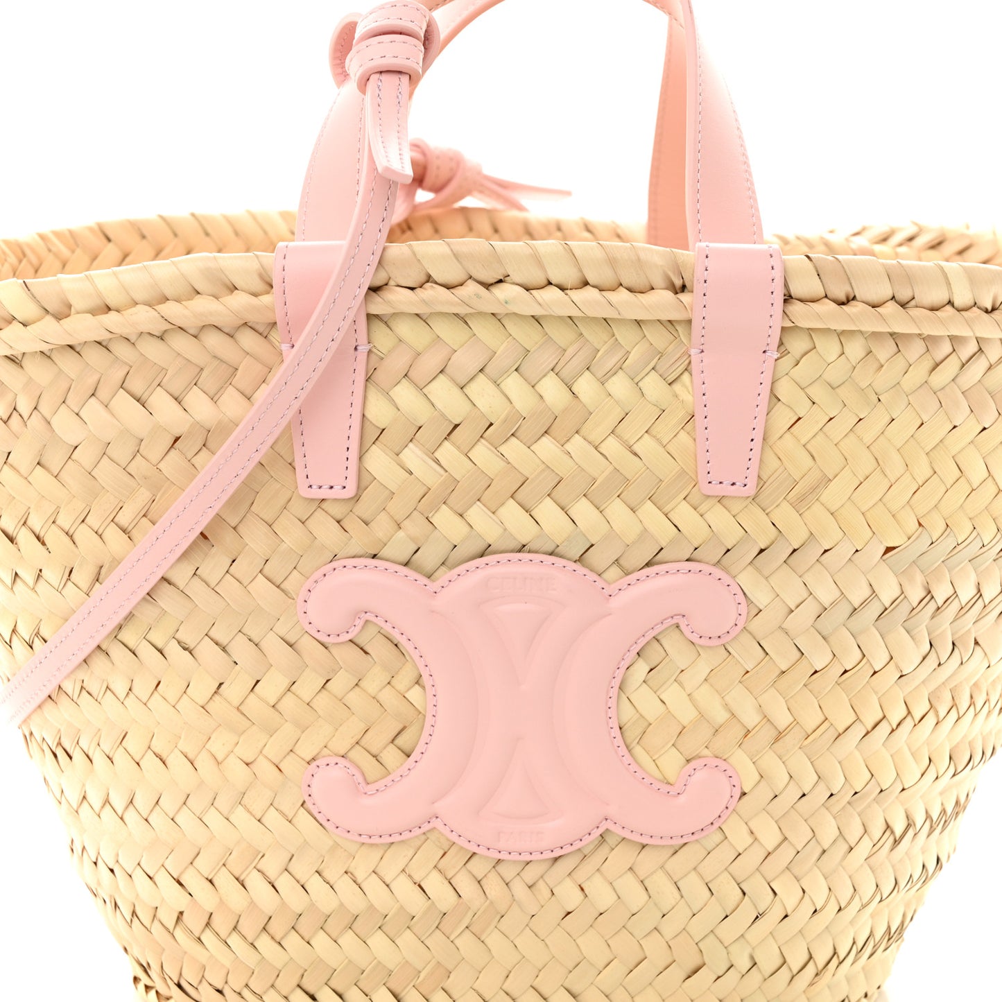 Raffia Calfskin Triomphe Teen Panier Pink