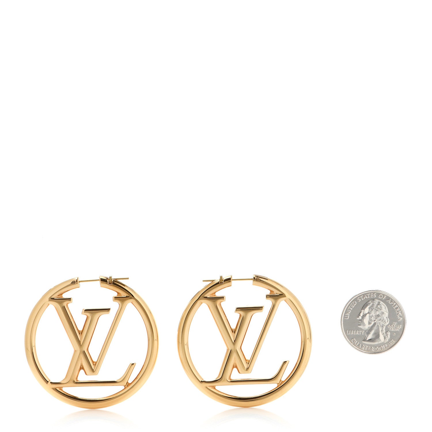 Louis Vuitton Metal Louise Hoop Earrings Gold 2 of 4