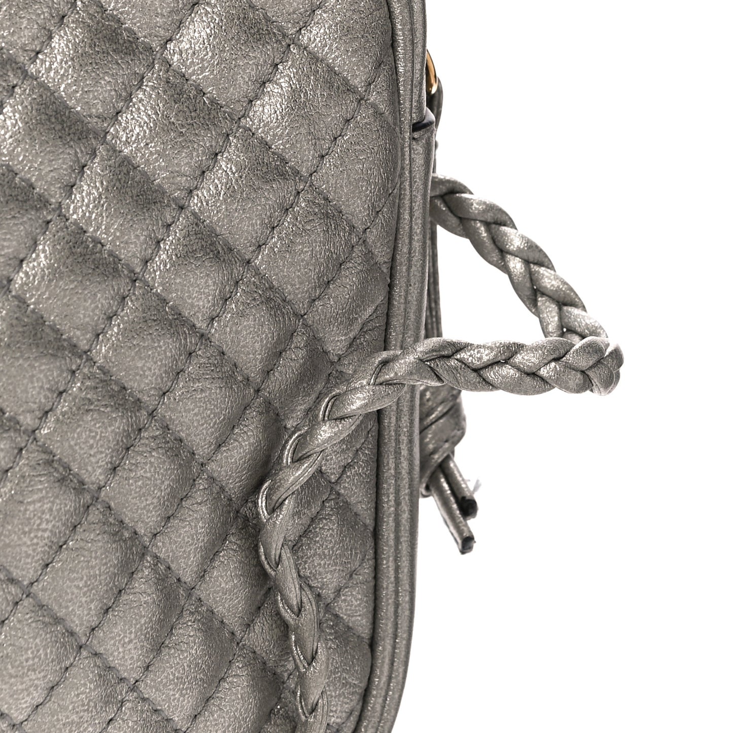 Laminated Nappa Web Trapuntata Small GG Shoulder Bag Argento