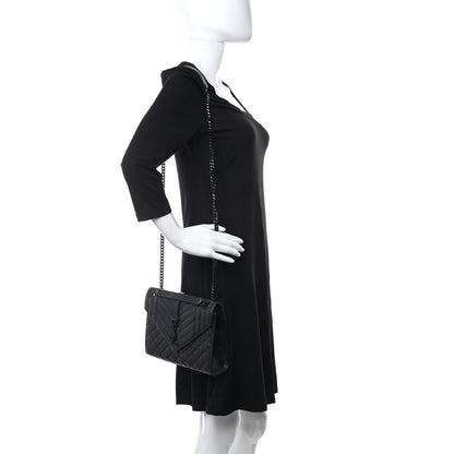 Saint Laurent Grain De Poudre Textured Mixed Matelasse Triquilt Medium Monogram Satchel Black 2 of 13