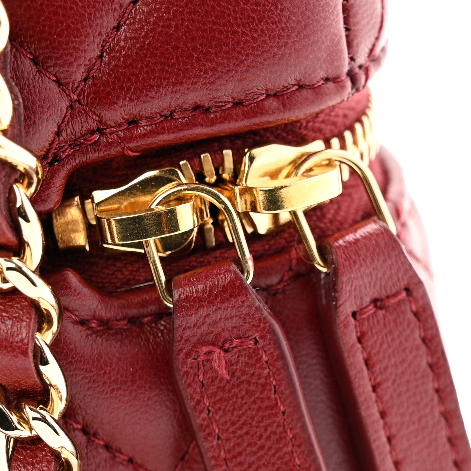 Chanel Lambskin Quilted Top Handle Slim Vanity With Chain Burgundy 13 of 13